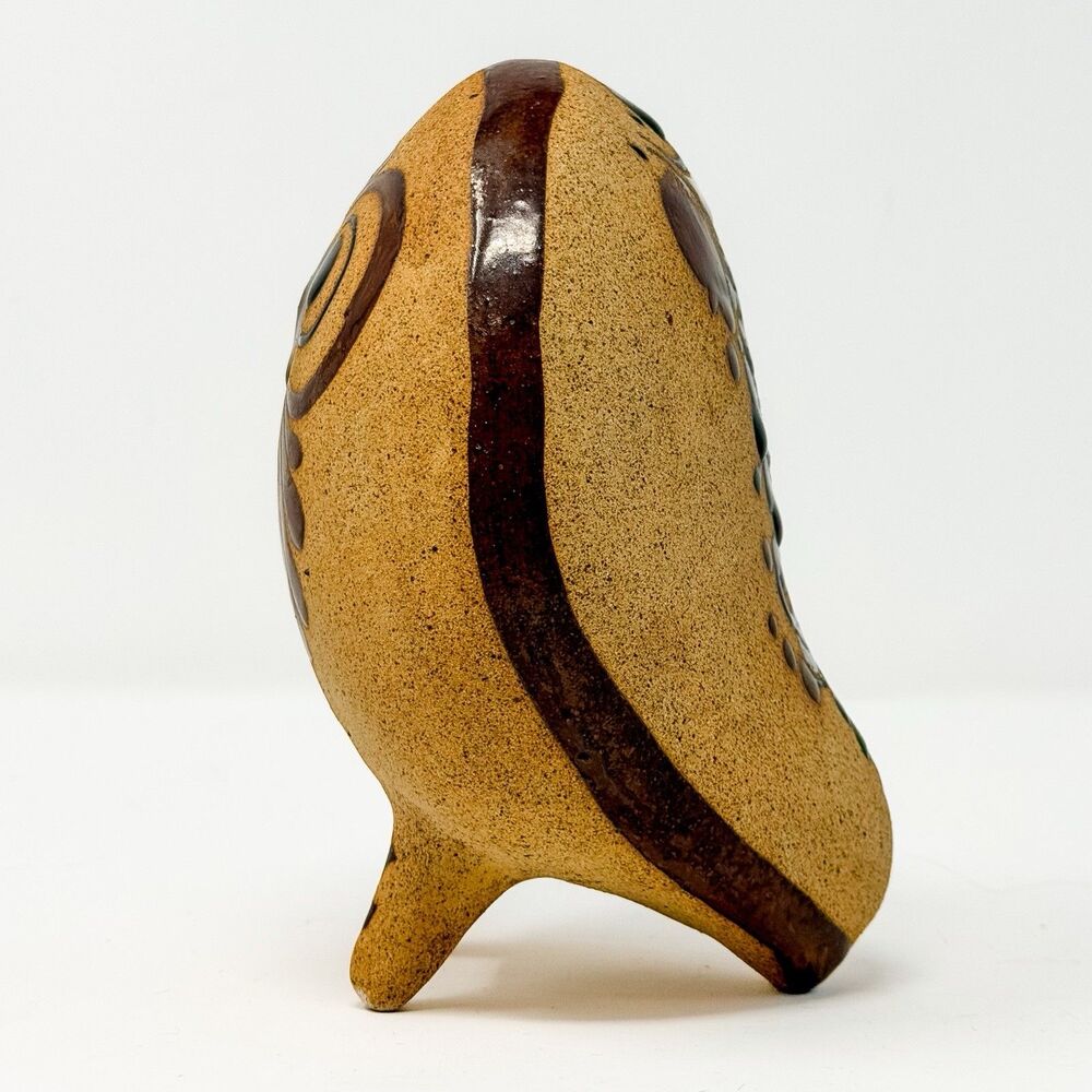 Vintage Tonala Pottery Owl Figurine Folk Art Mexico Signed Mexi.C.D. 6” - Picture 10 of 12